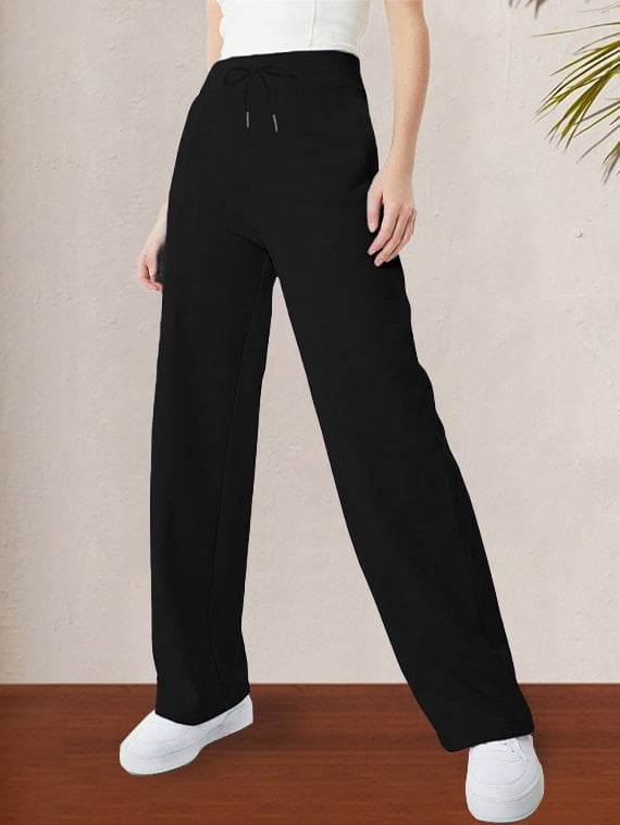 Sport Sweatpants Wide Leg Pants – Black