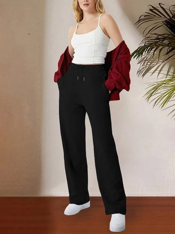 Sport Sweatpants Wide Leg Pants – Black