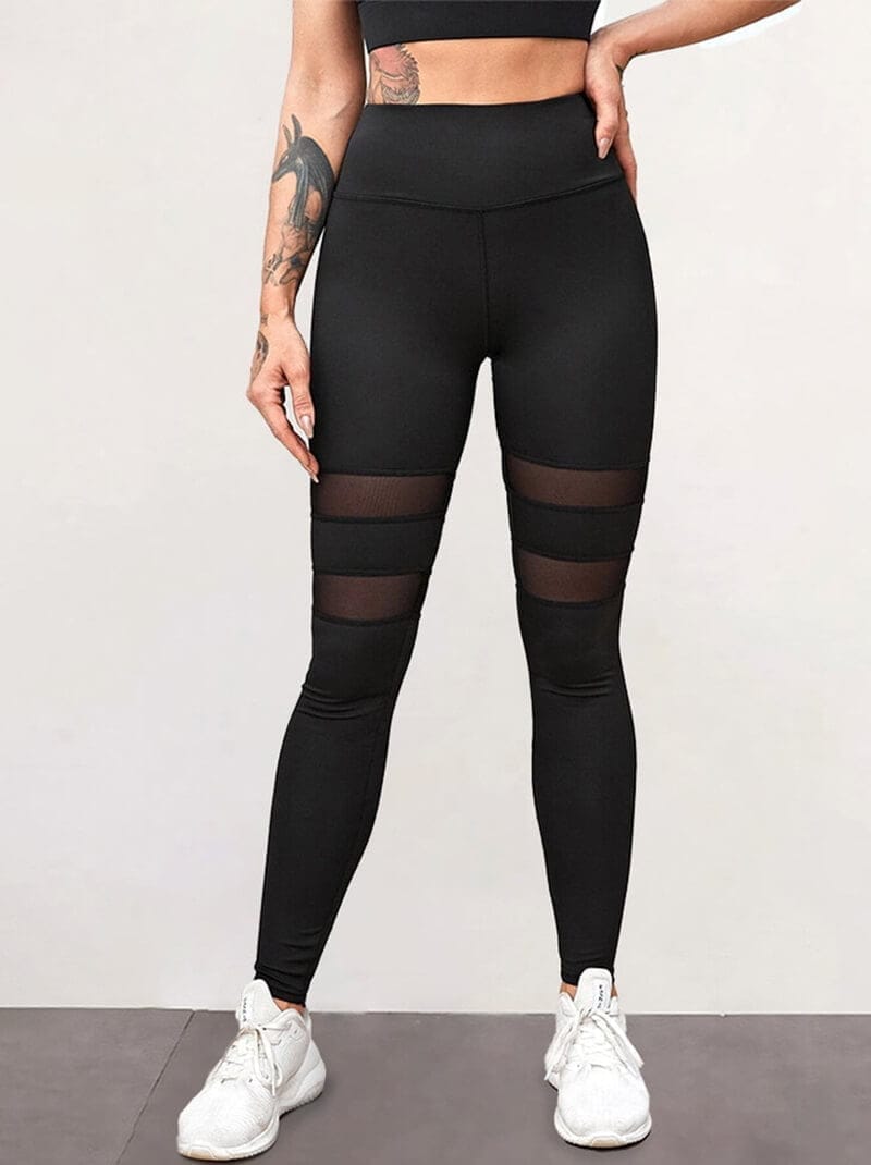 Sport Leggings Side Stripe - High Waist - Grey - Nileton