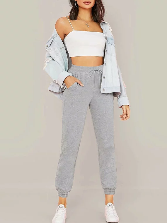 Sport Sweatpants - High Waist - Grey