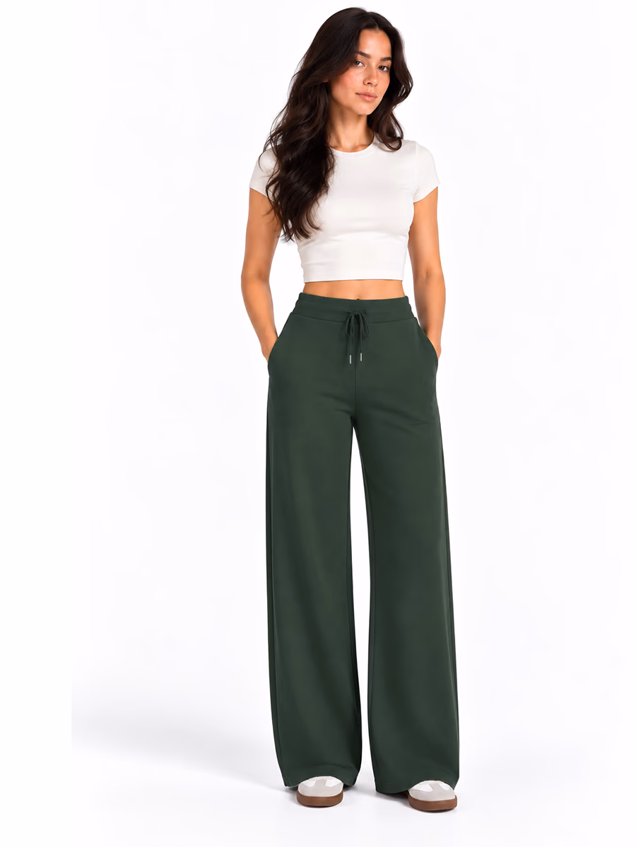 Sport Sweatpants Wide Leg Pants Dark Green - Image 3