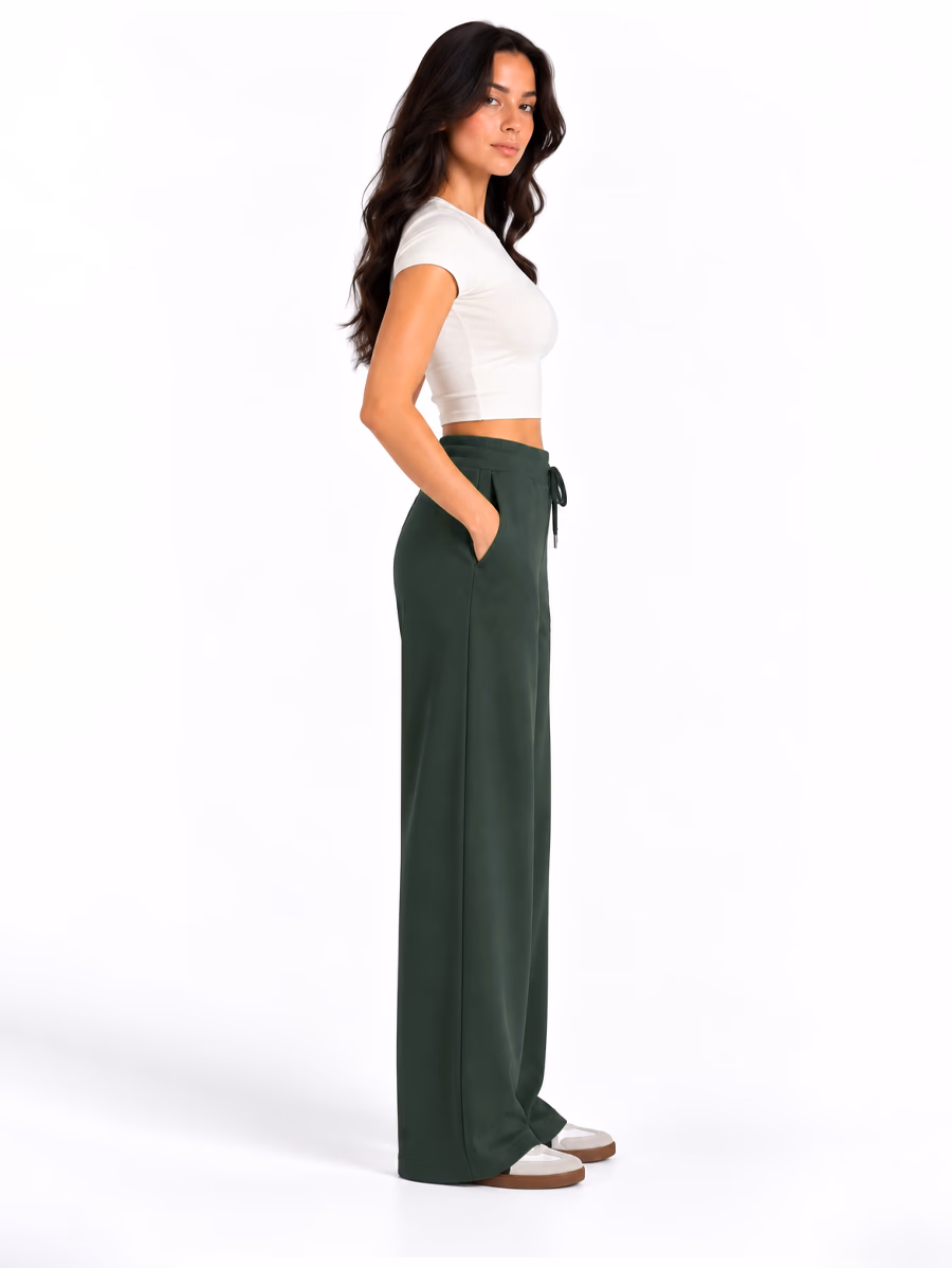 Sport Sweatpants Wide Leg Pants Dark Green - Image 2