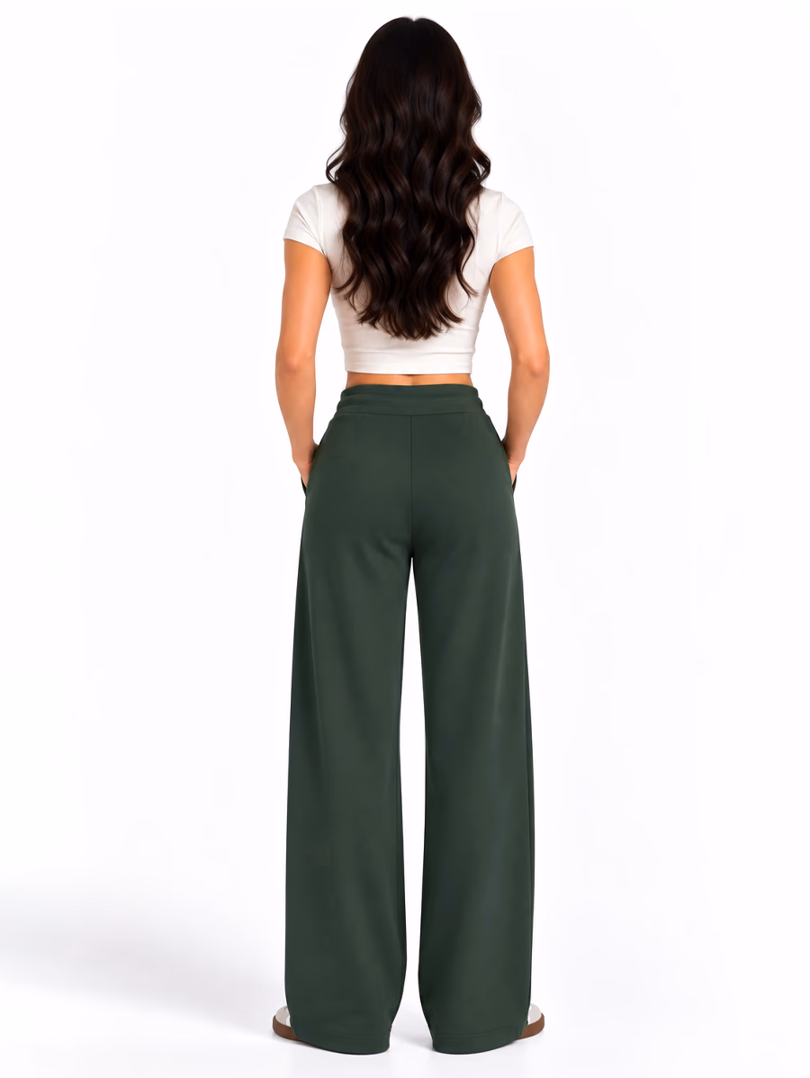 Sport Sweatpants Wide Leg Pants Dark Green - Image 4