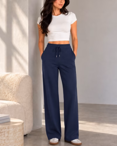 Sport Sweatpants Wide Leg Pants Navy