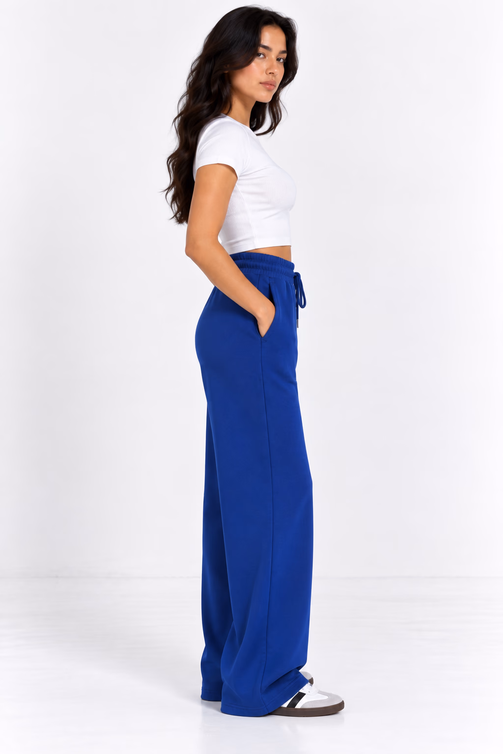 Sport Sweatpants Wide Leg Pants - Royal Blue - الصورة 3