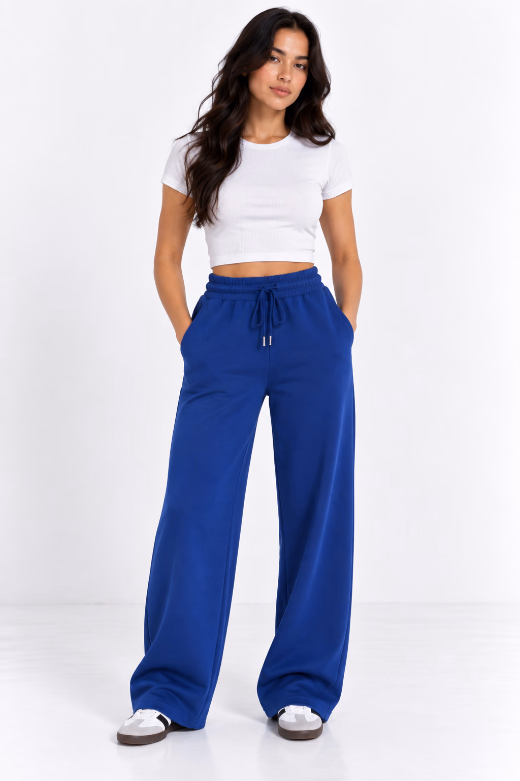 Sport Sweatpants Wide Leg Pants - Royal Blue - الصورة 2