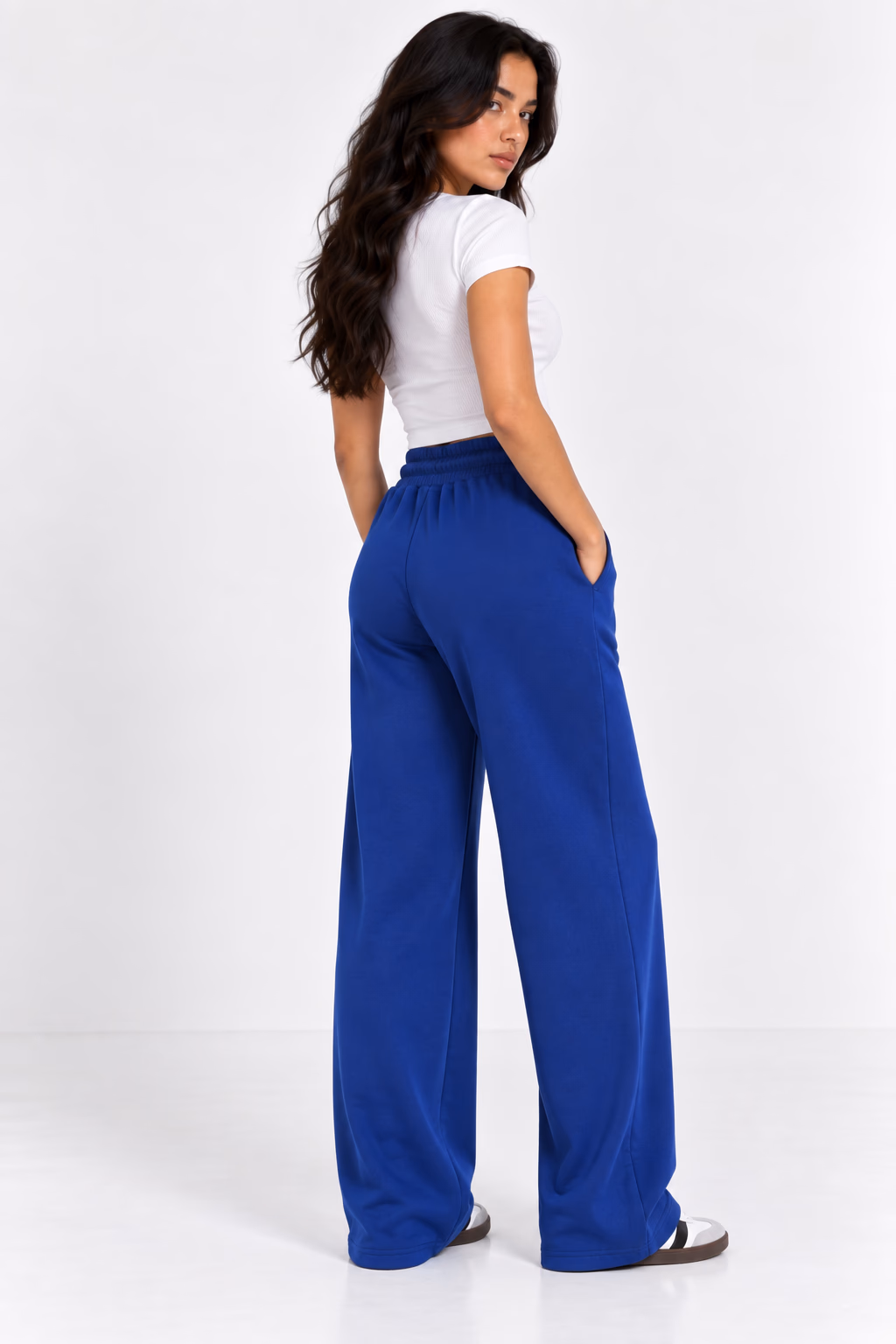 Sport Sweatpants Wide Leg Pants - Royal Blue - الصورة 4