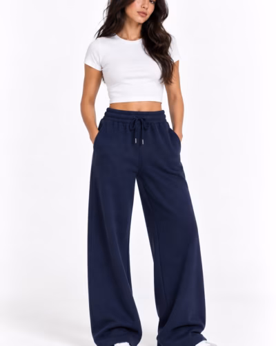 Sport Sweatpants Wide Leg Pants Navy