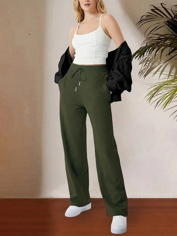 Sport Sweatpants Wide Leg Pants Dark Green