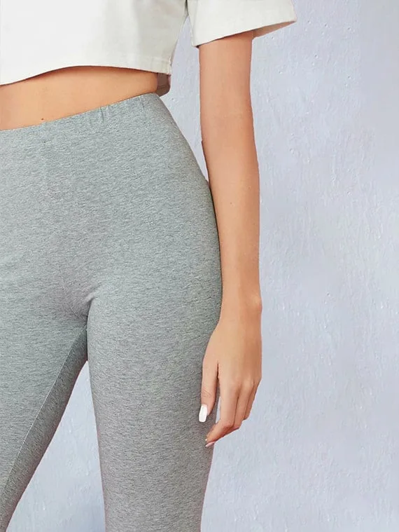 Basic Plain Cotton Leggings – Grey