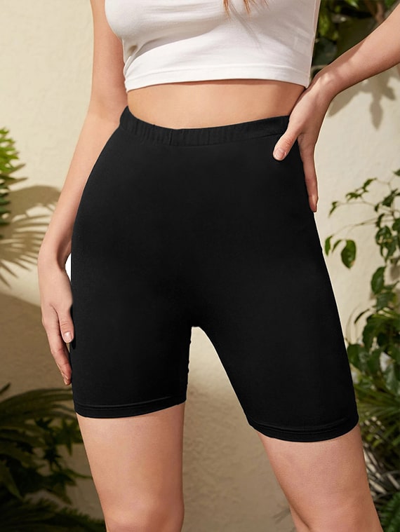 Basic Plain Cotton Shorts – Black