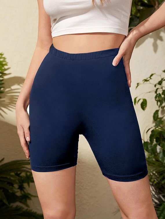 Basic Plain Cotton Shorts – Navy