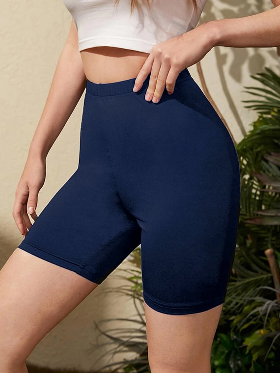 Basic Plain Cotton Shorts - Navy (2)
