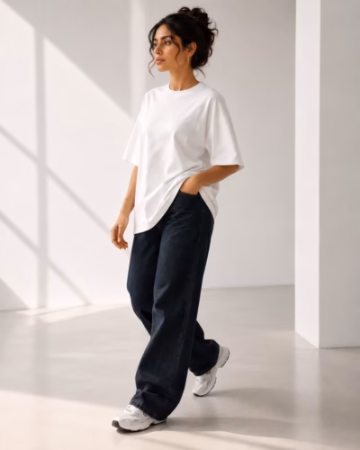 T-Shirt Drop Shoulder Oversized White – Cotton – White