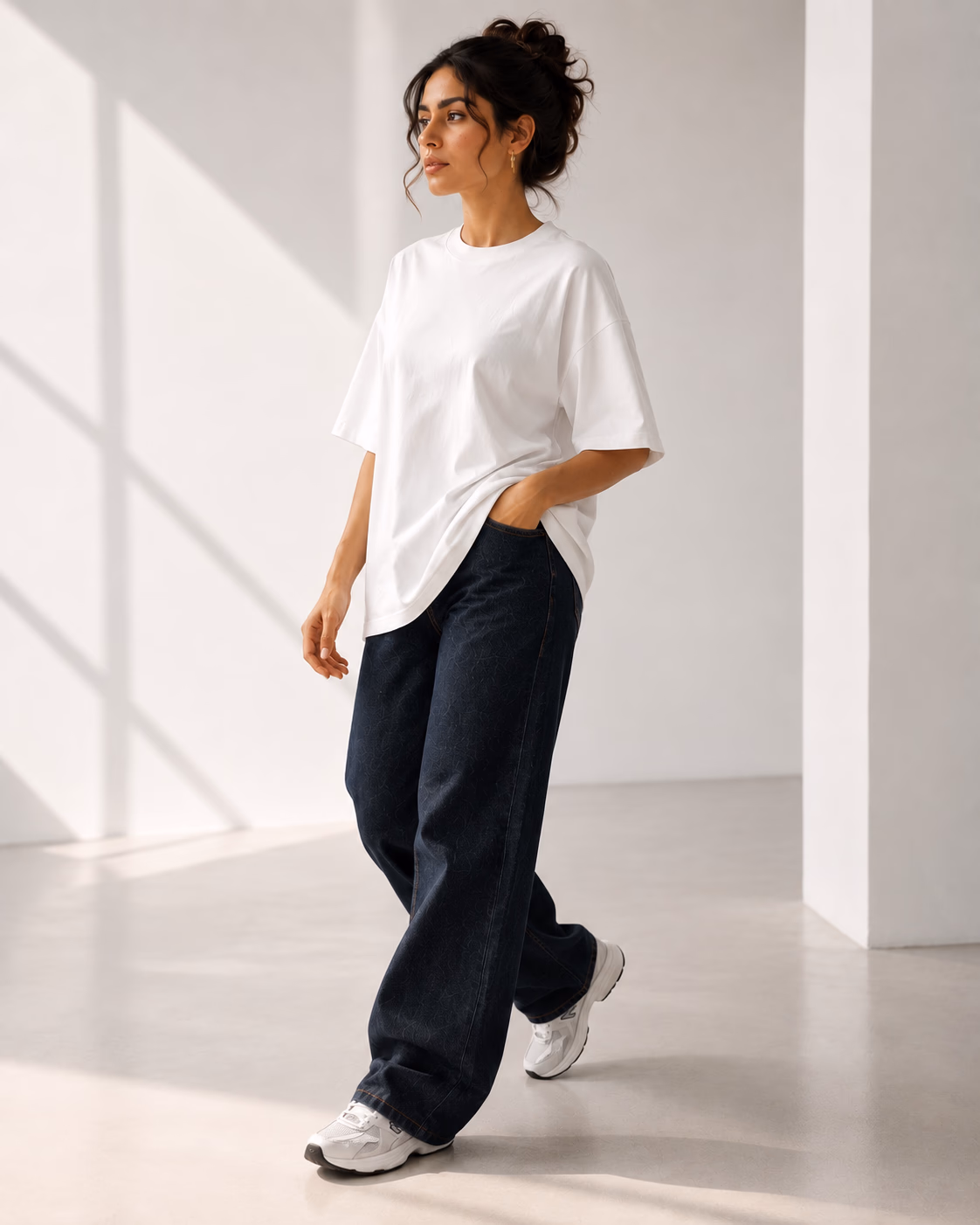 T-Shirt Drop Shoulder Oversized White - Cotton - White