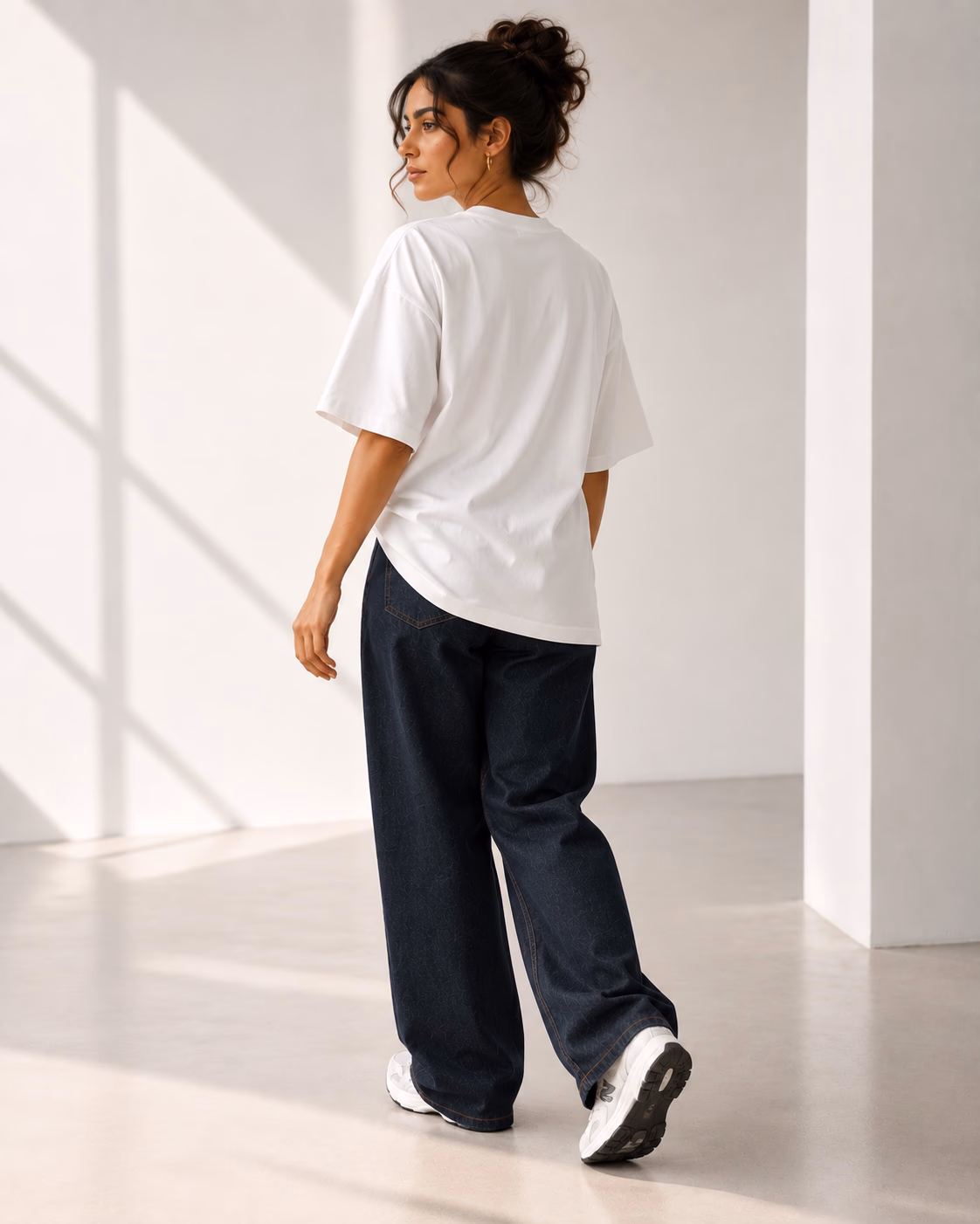 T-Shirt Drop Shoulder Oversized White - Cotton - White - Image 2