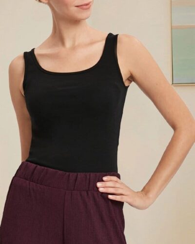 Cotton Tank Top Bold Strap – Black