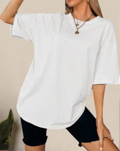 T-Shirt Drop Shoulder Oversized White – Cotton – White