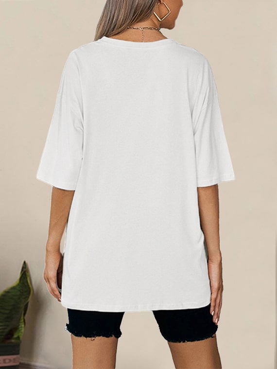 T-Shirt Drop Shoulder Oversized White – Cotton