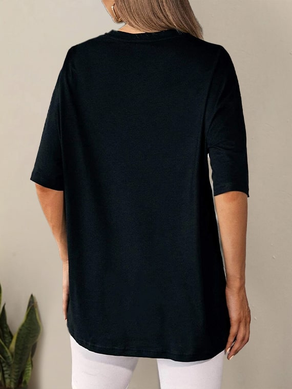 T-Shirt Drop Shoulder Oversized Black – Cotton