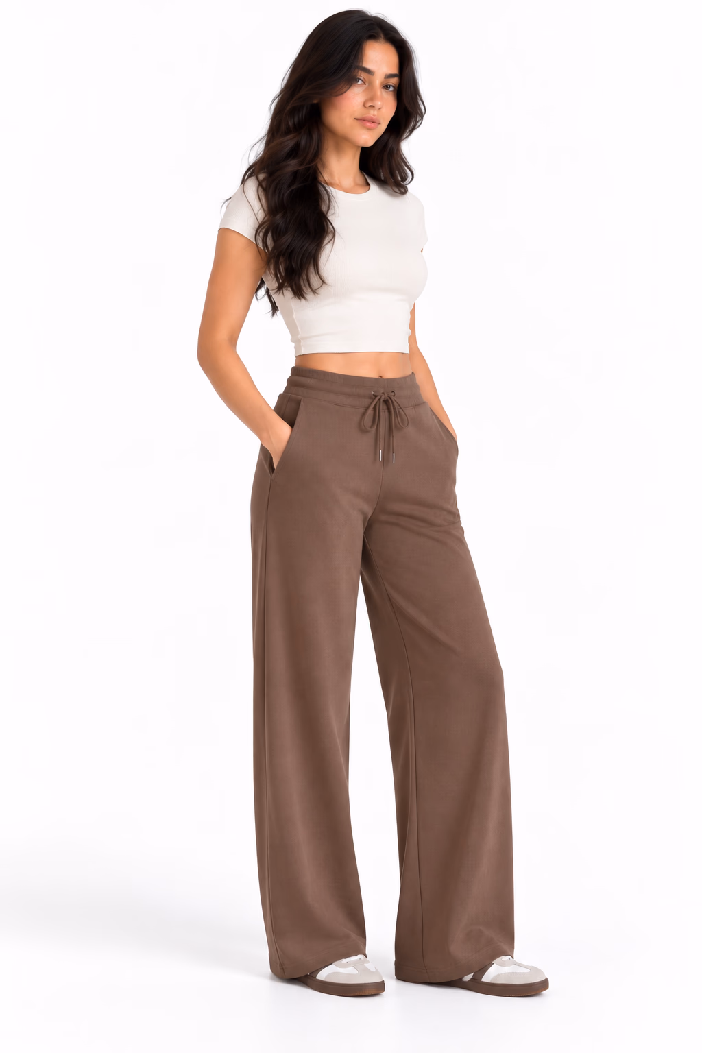 Sport Sweatpants Wide Leg Pants Coffee - Image 4
