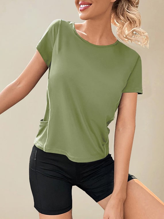 Sport T-shirts with Pockets Olive Green