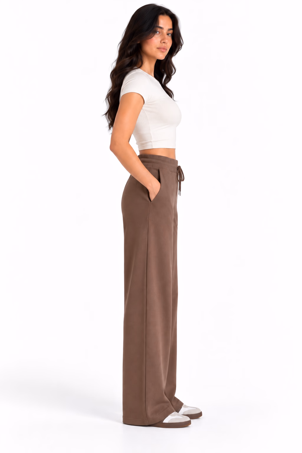 Sport Sweatpants Wide Leg Pants Coffee - Image 2