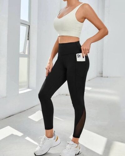 Sport Leggings With Pocket & Dantel – BLack