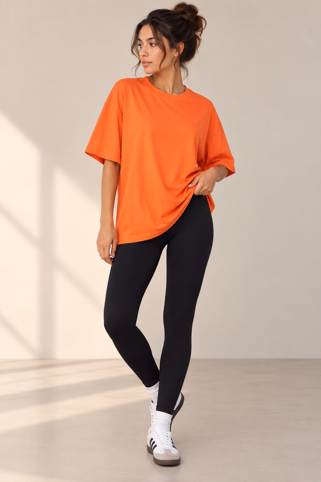 T-Shirt Drop Shoulder Oversized - Cotton - Orange - الصورة 2
