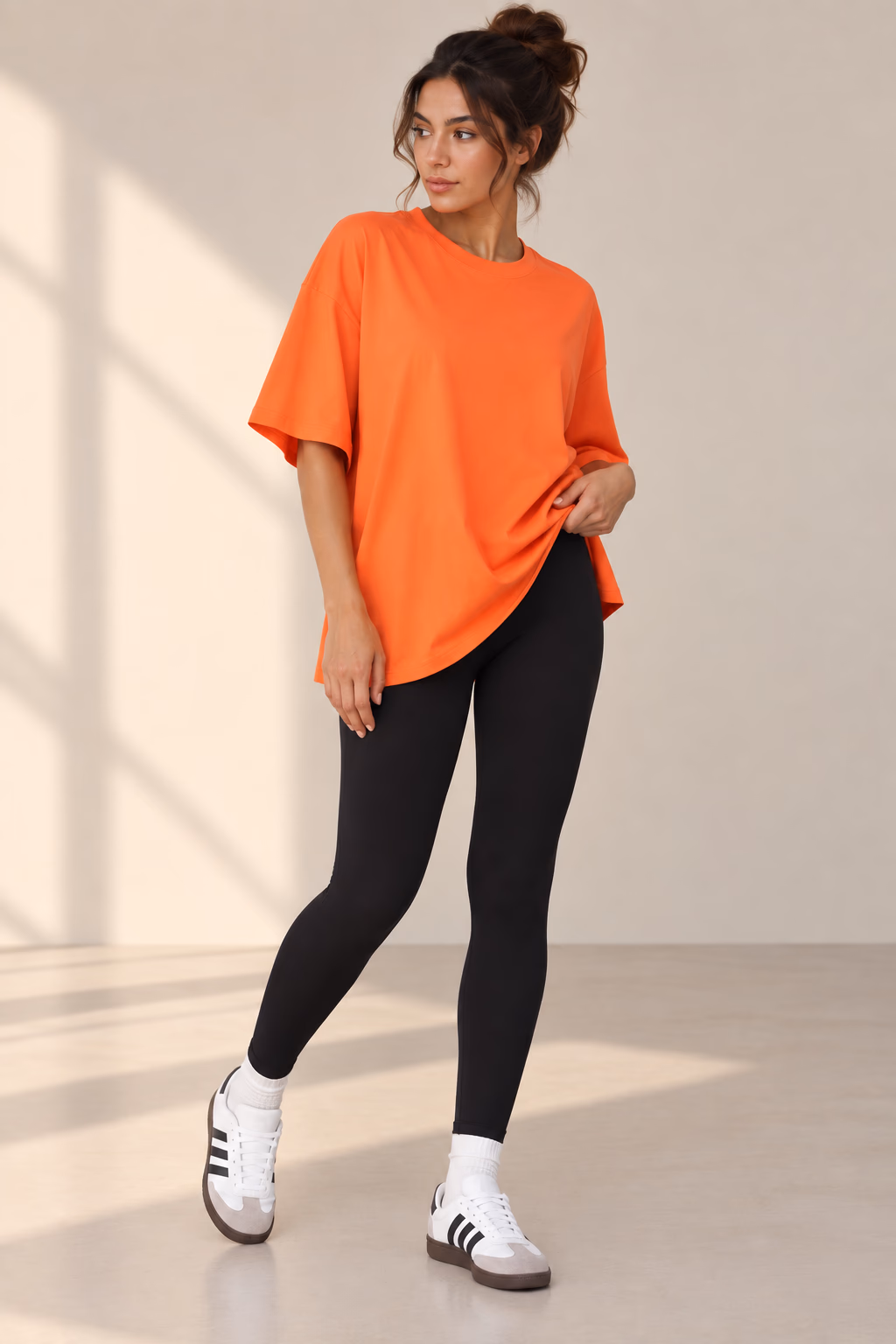 T-Shirt Drop Shoulder Oversized - Cotton - Orange - الصورة 3