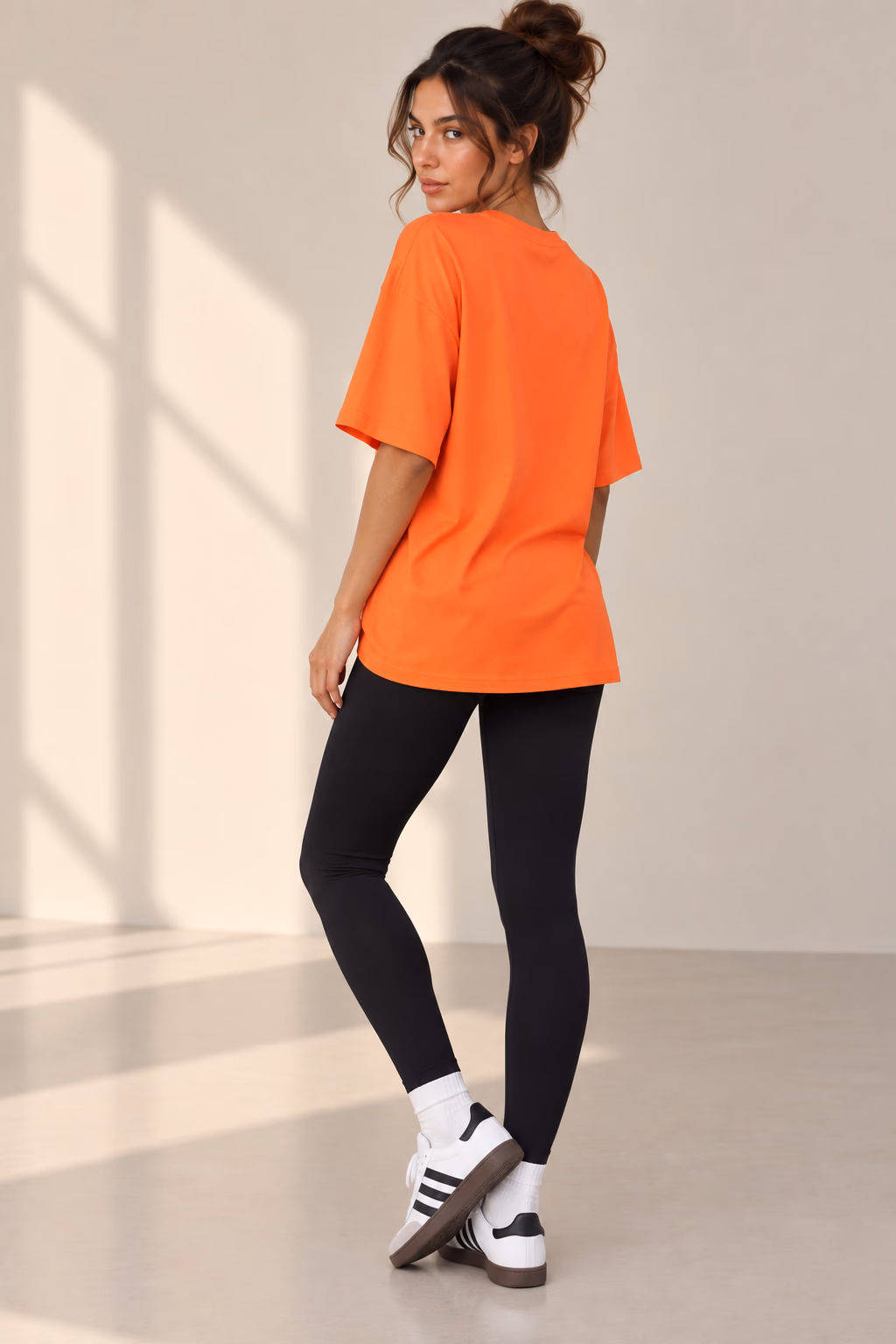 T-Shirt Drop Shoulder Oversized - Cotton - Orange - الصورة 4