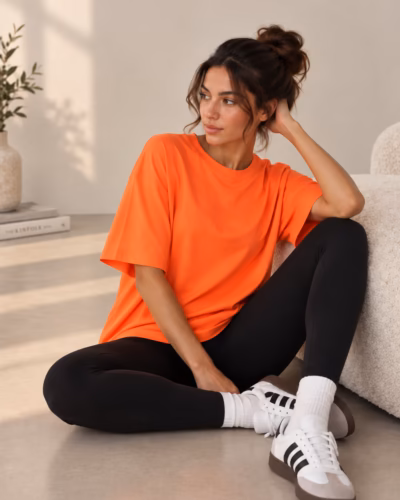 T-Shirt Drop Shoulder Oversized – Cotton – Orange