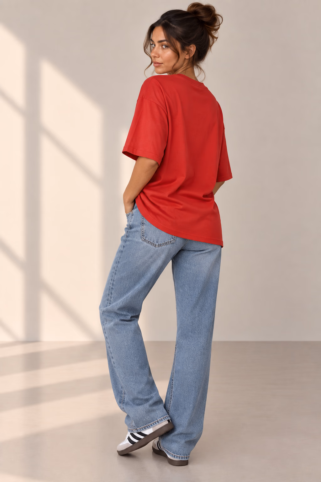 T-Shirt Drop Shoulder Oversized - Cotton - Red - الصورة 3