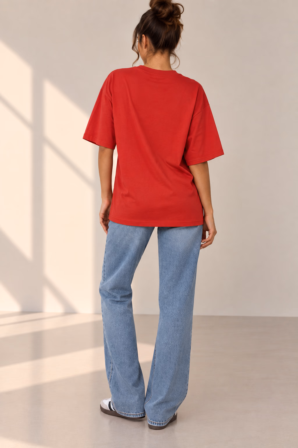 T-Shirt Drop Shoulder Oversized - Cotton - Red - الصورة 2