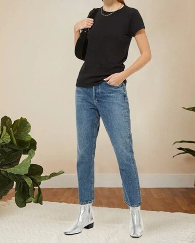 Regular Fit Cotton T-Shirt – Black – For Women