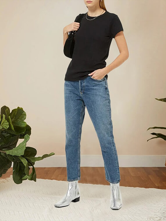 Regular Fit Cotton T-Shirt - Black - For Women