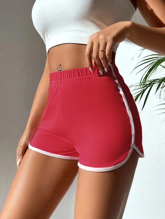 Contrast Binding Hot Shorts - Watermelon