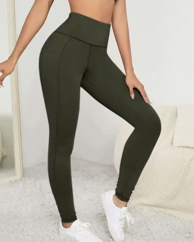 Sport Leggings With Pocket – Dark Green