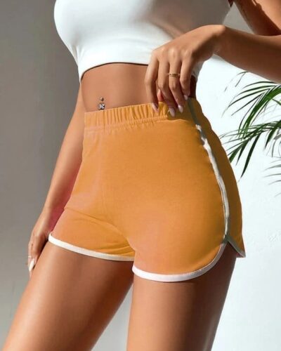 Contrast Binding Hot Shorts – Mustard