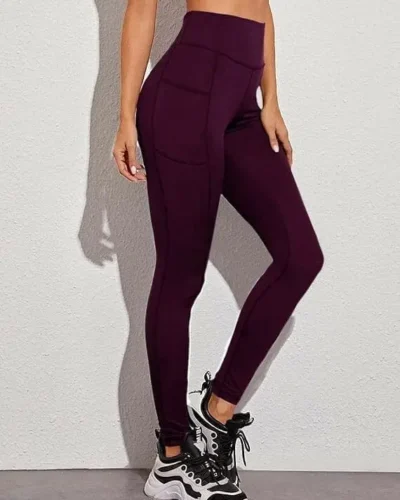 Sport Leggings With Pocket – Eggplant