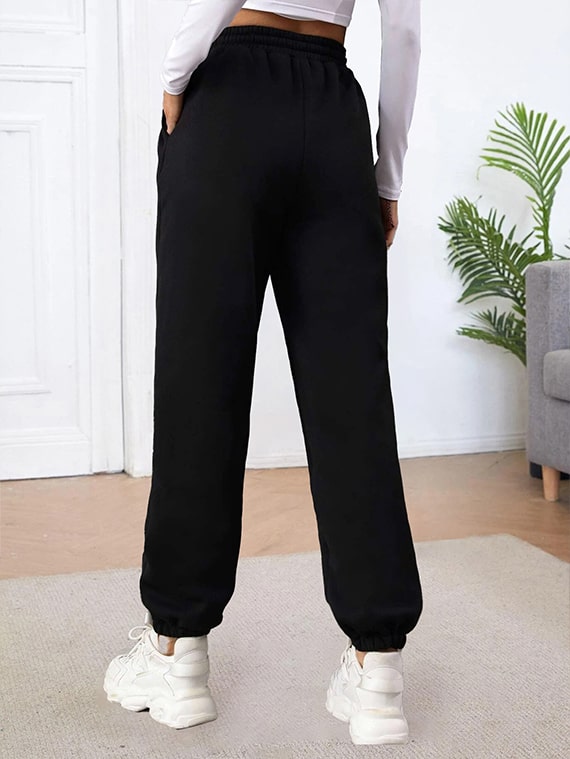 Sport Sweatpants With Line – High Waist – Black