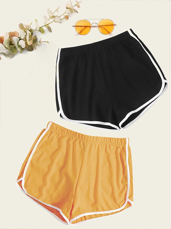 Contrast Binding Hot Shorts – 2 Pcs