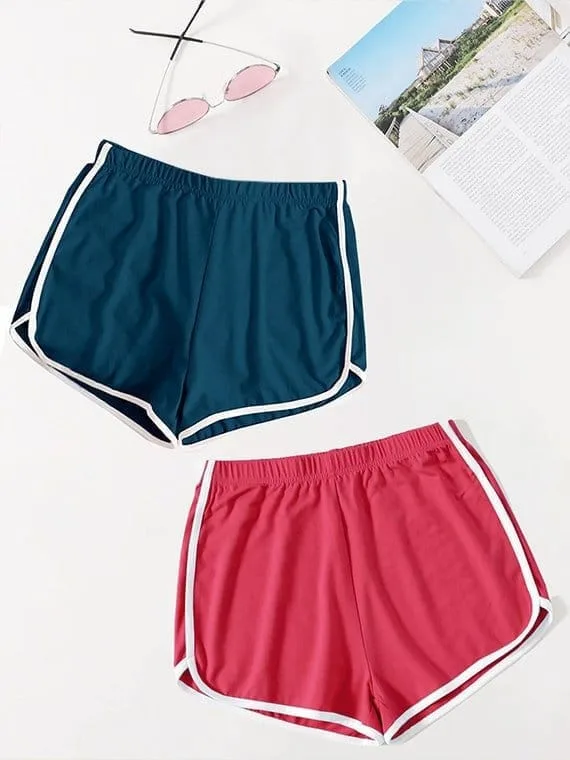 Contrast Binding Hot Shorts – 2 Pcs