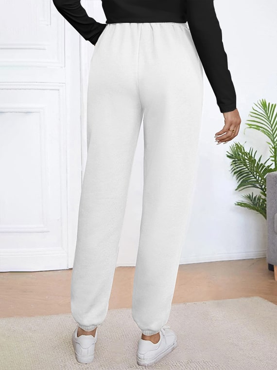 Sport Sweatpants With Line – High Waist – White