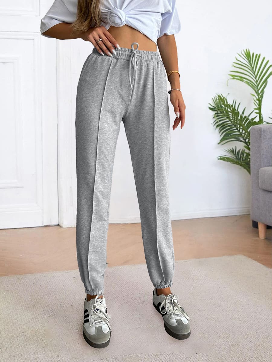 Sport Sweatpants With Line High Waist Grey Nileton