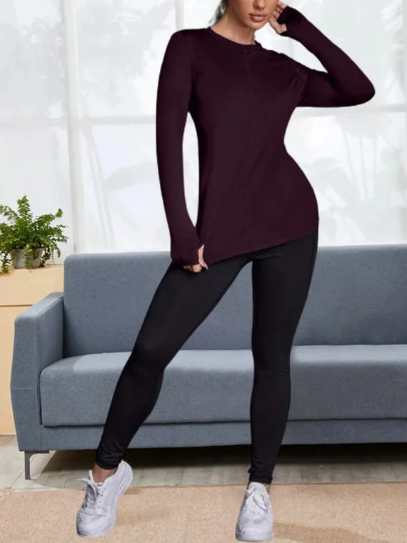 Sport Top Slim Fit Long Sleeves – Eggplant