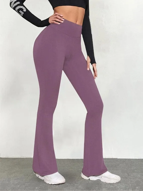 Sport Leggings Pants Flare Leg - Purple - Image 2