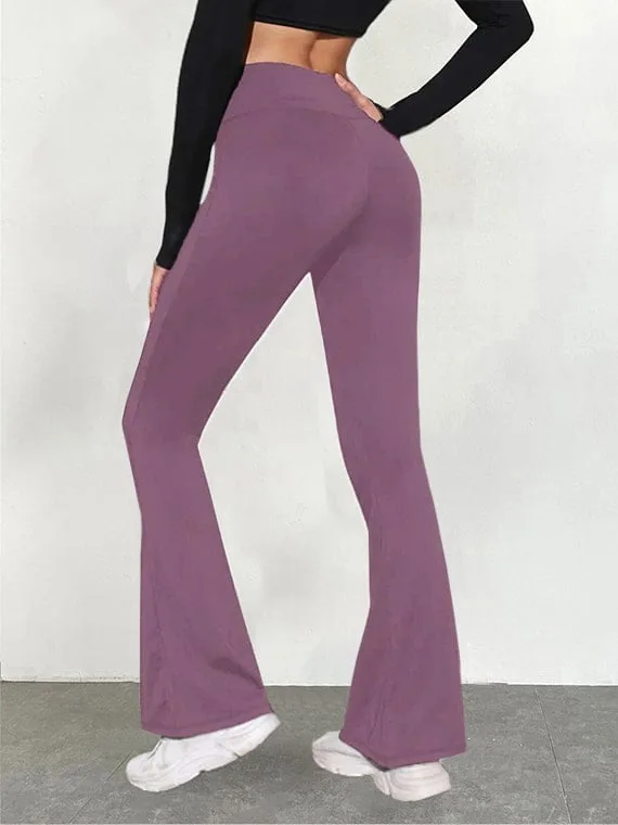 Sport Leggings Pants Flare Leg - Purple - Image 3