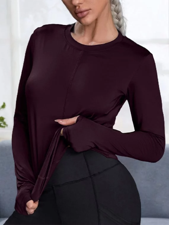 Sport Top Slim Fit Long Sleeves – Eggplant