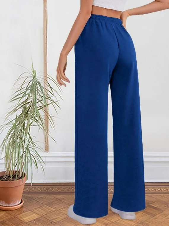Sport Sweatpants Wide Leg Pants With Line - Royal Blue - Image 2